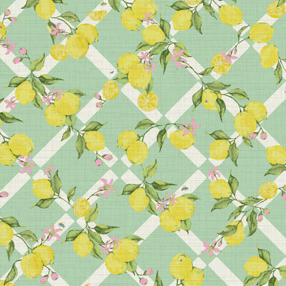 Never Tear Us Apart Lemon Lattice Floral Wallpaper