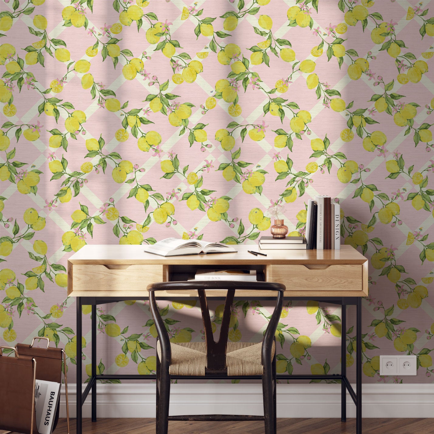 Never Tear Us Apart Lemon Lattice Floral Wallpaper