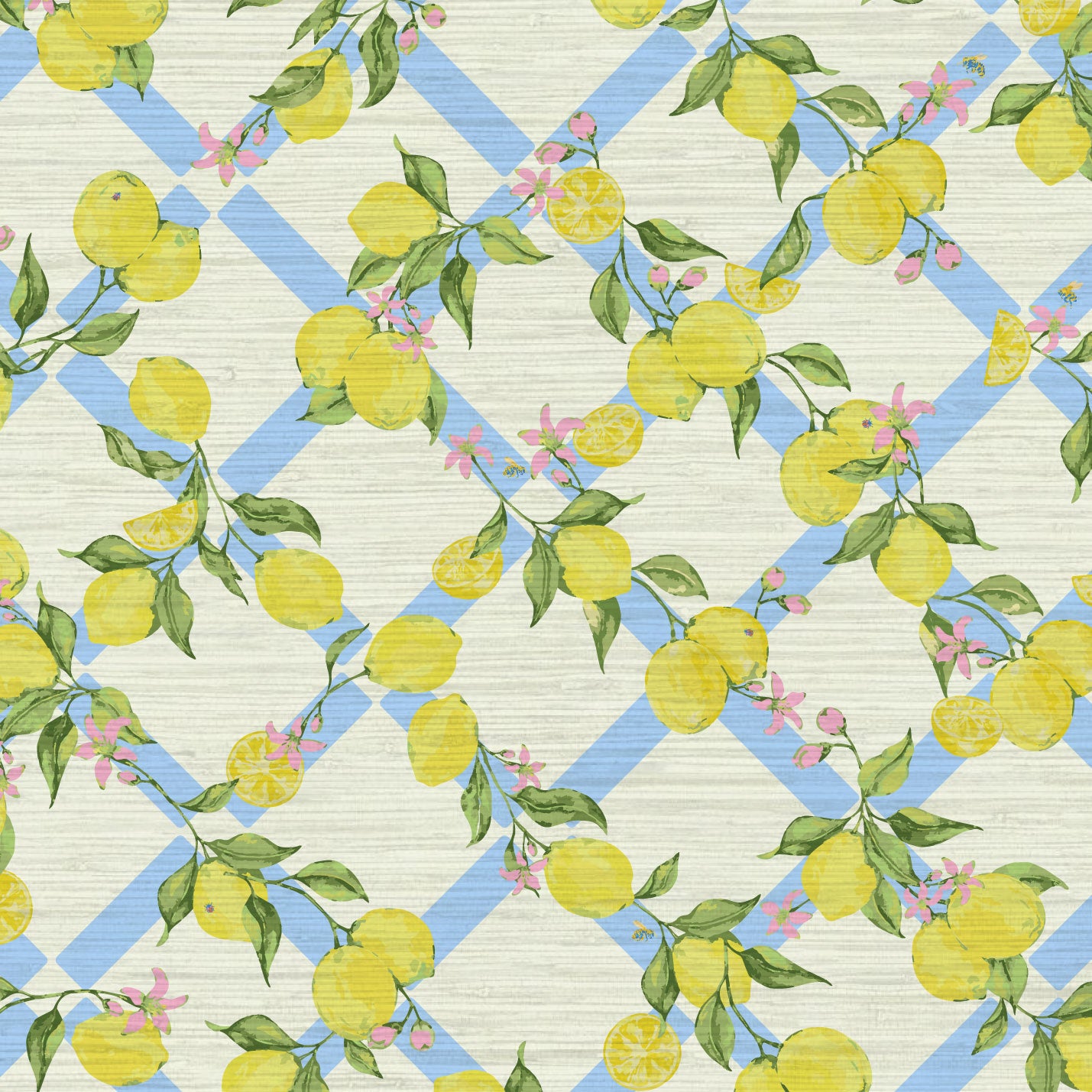 Never Tear Us Apart Lemon Lattice Floral Wallpaper