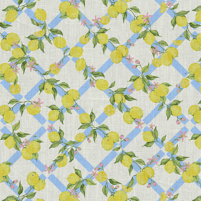Never Tear Us Apart Lemon Lattice Floral Linen Wallpaper