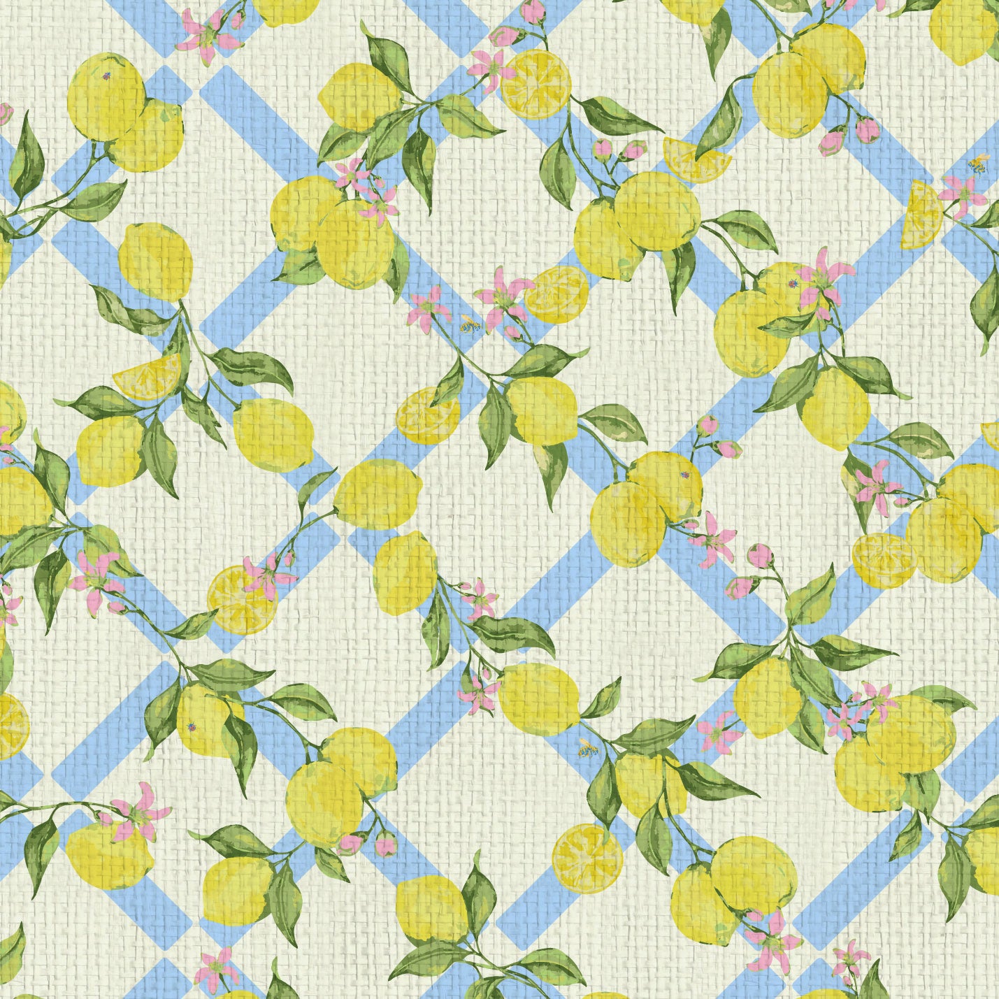 Never Tear Us Apart Lemon Lattice Floral Wallpaper