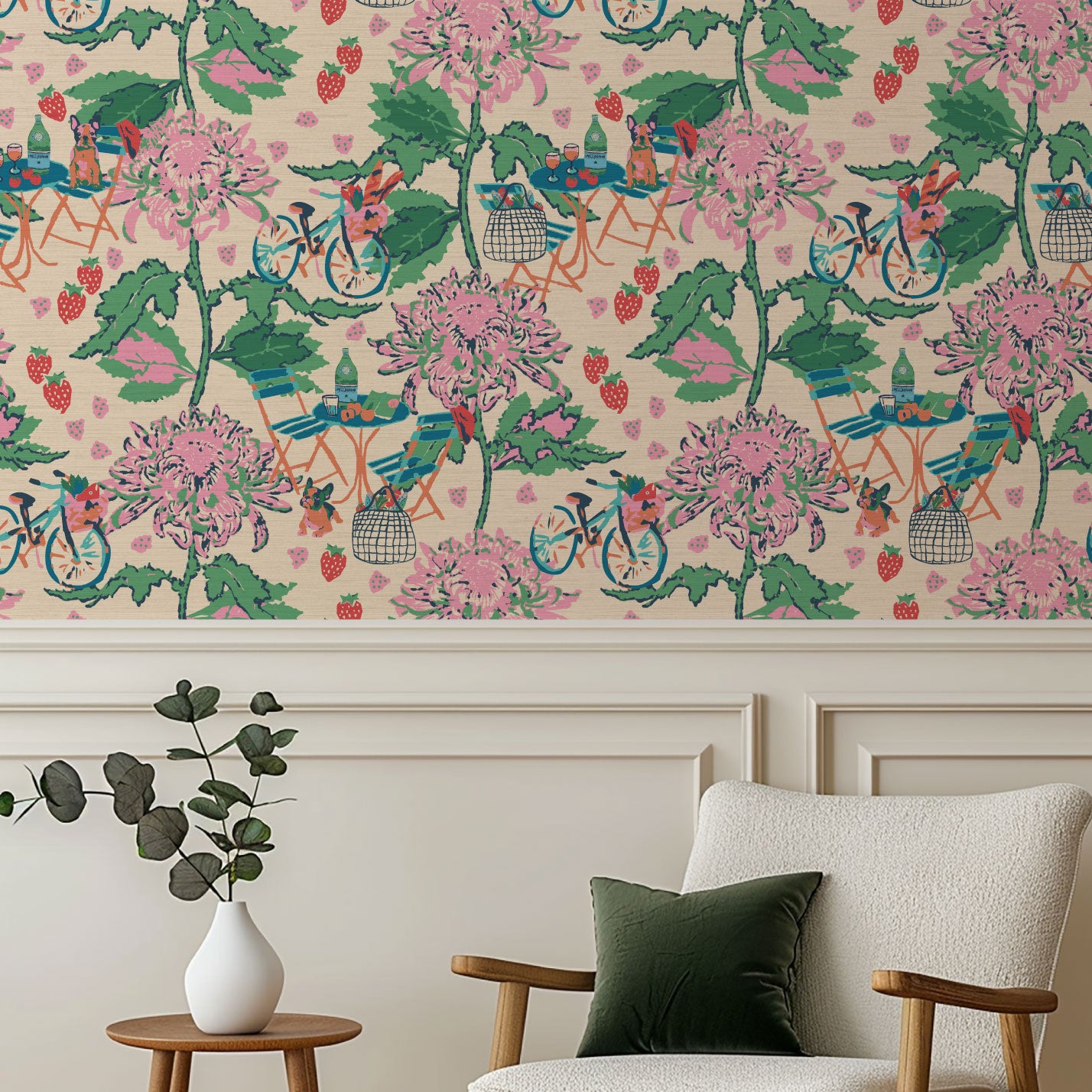 Oh La La French Bistro Wallpaper