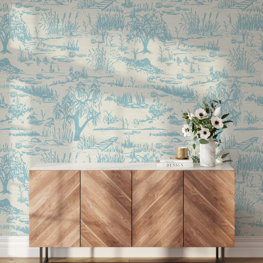 On Golden Pond Everglade Toile Wallpaper