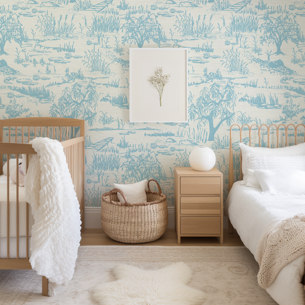 On Golden Pond Everglade Toile Wallpaper
