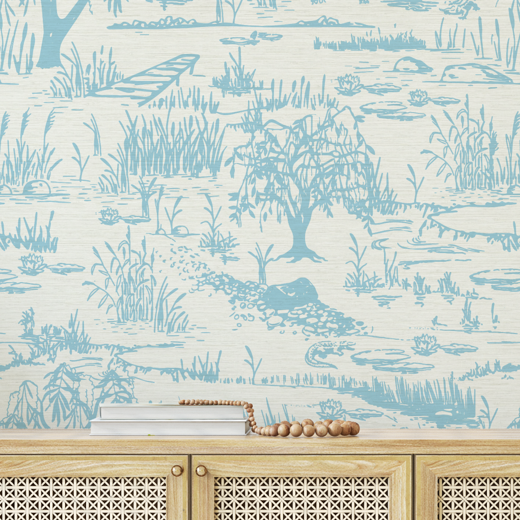 On Golden Pond Everglade Toile Wallpaper