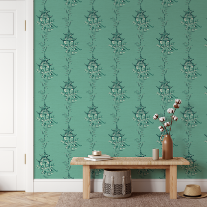 Pagoda Prowl Chinoiserie Wallpaper