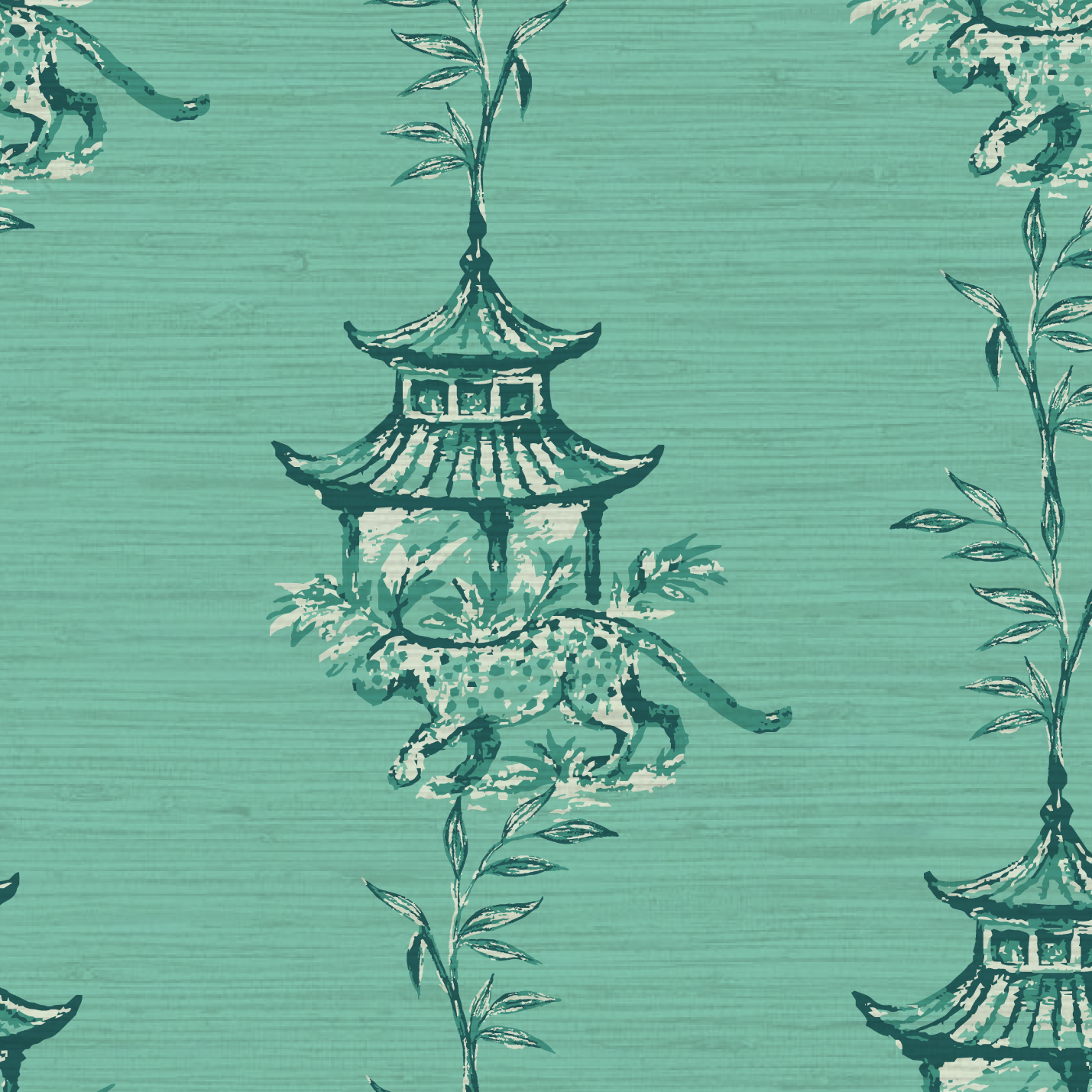 Pagoda Prowl Chinoiserie Wallpaper