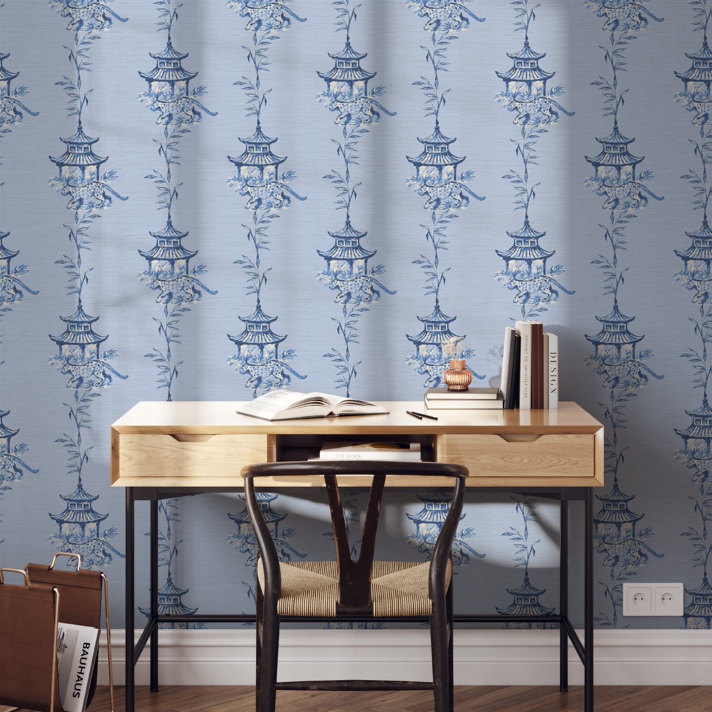Pagoda Prowl Chinoiserie Wallpaper