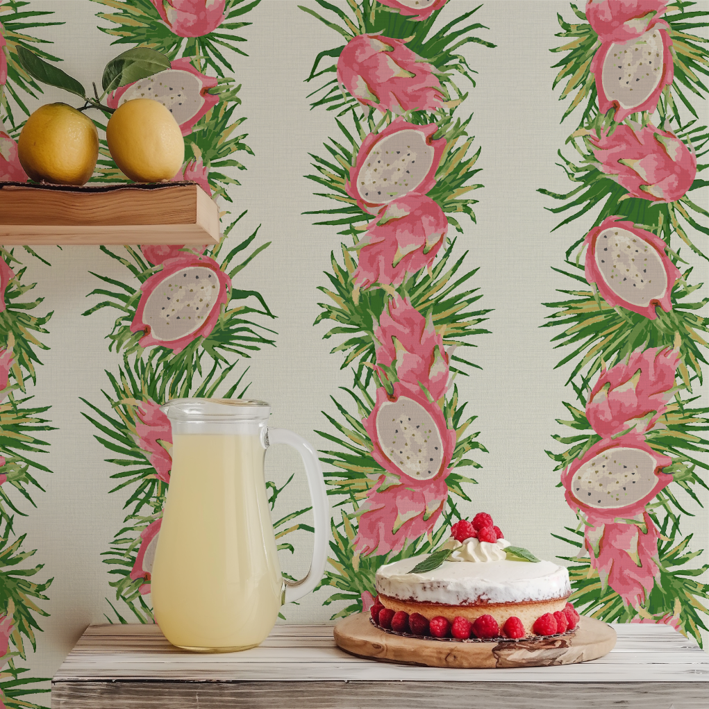Passion Play Striped Dragon Fruit Wallpaper