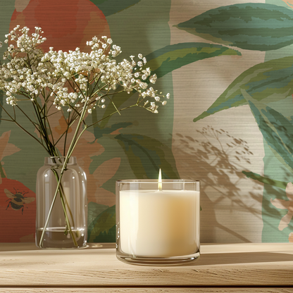 Peach Fuzz Floral Stripe Wallpaper