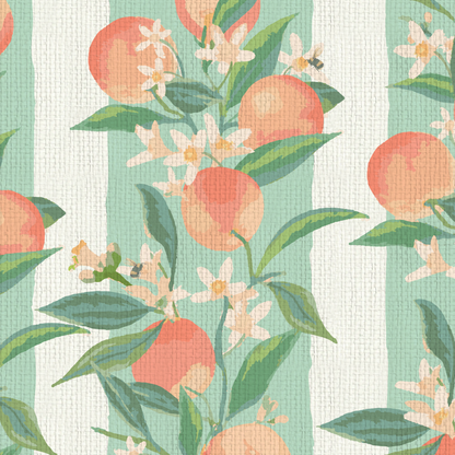 Peach Fuzz Floral Stripe Wallpaper
