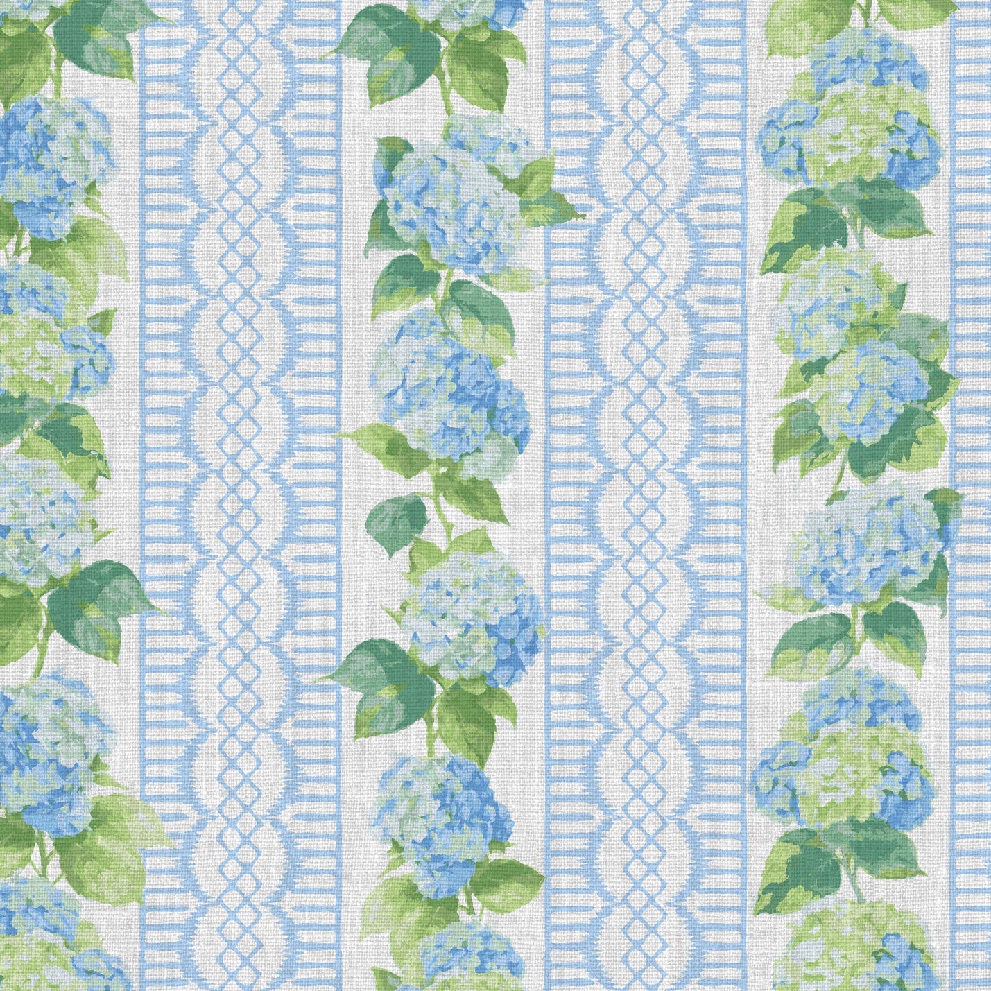 Coastal Garden Seaside Seashore Waterfront Retreat Relaxed beach vibes Beach cottage Shoreline Oceanfront Nautical Cabana preppy vertical stripe ribbon lace floral flowers botanical hydrangea french blue periwinkle leaves garden girl nursery feminine cottage traditional linen high-end luxury designer 