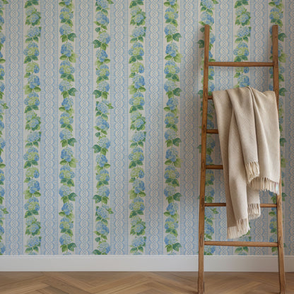 Promises Promises Hydrangea Stripe Linen Wallpaper