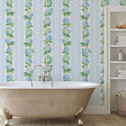 Promises Promises Hydrangea Stripe Wallpaper