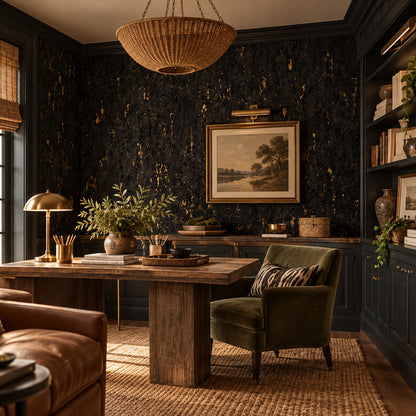 Raider of the Lost Bark Dark Brown Metallic Gold Natural Cork Wallpaper
