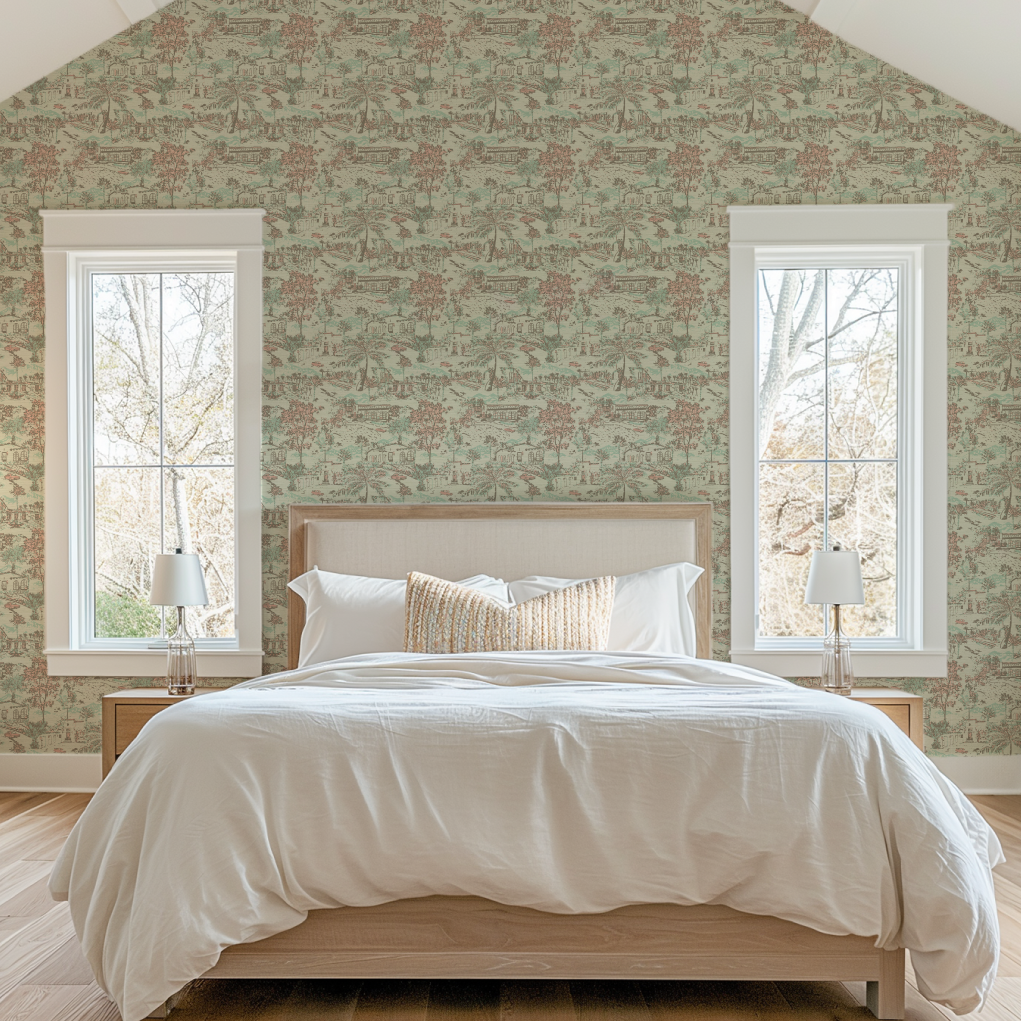 Room With A View Scenic Toile Wallpaper