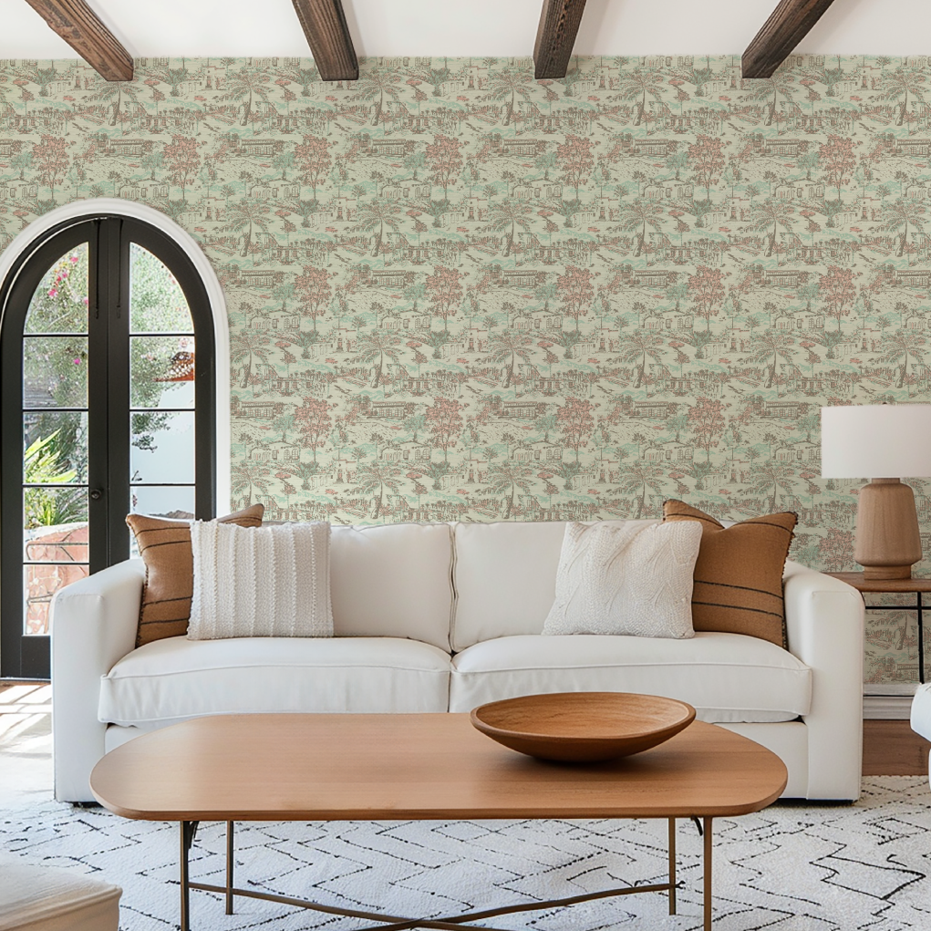 Room With A View Scenic Toile Wallpaper