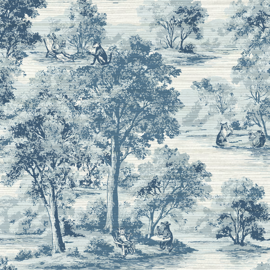 Rum On The Water Scenic Toile Wallpaper