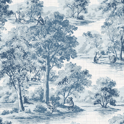 Rum On The Water Scenic Toile Wallpaper