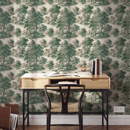 Rum On The Water Scenic Toile Wallpaper