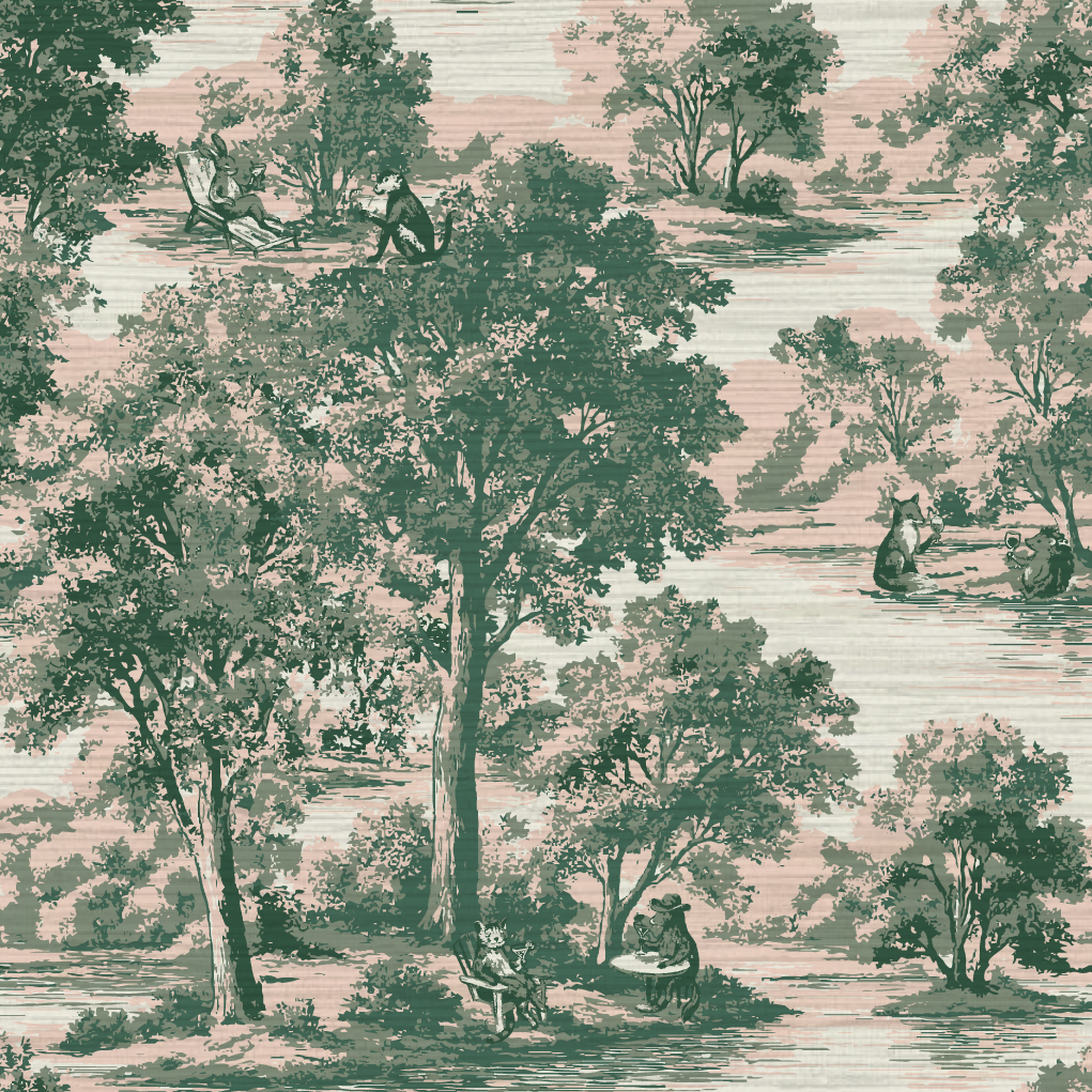 Rum On The Water Scenic Toile Wallpaper
