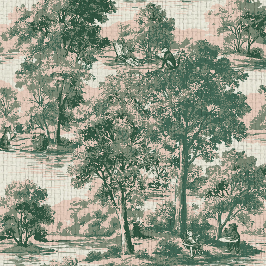 Rum On The Water Scenic Toile Wallpaper