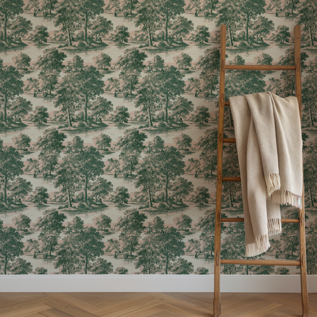 Rum On The Water Scenic Toile Wallpaper