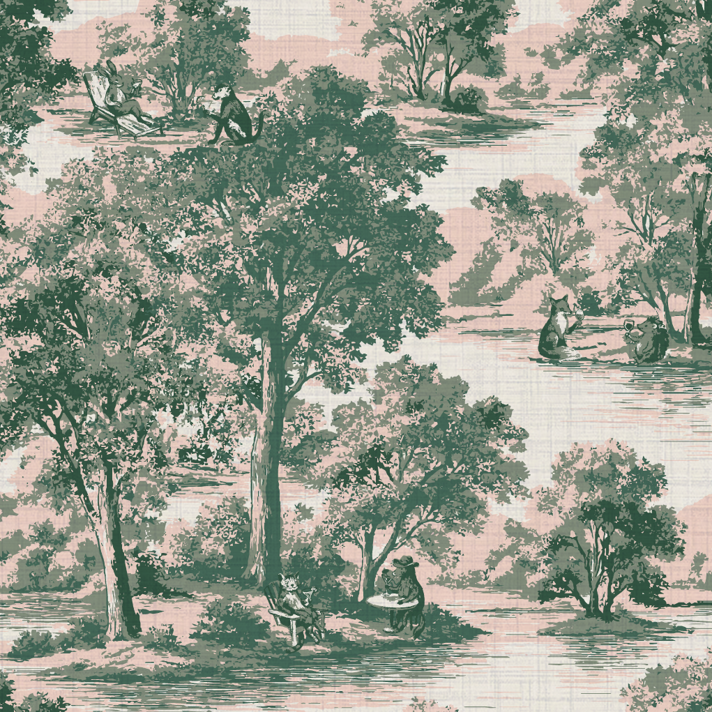 Rum On The Water Scenic Toile Wallpaper