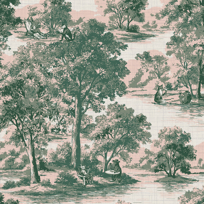 Rum On The Water Scenic Toile Wallpaper