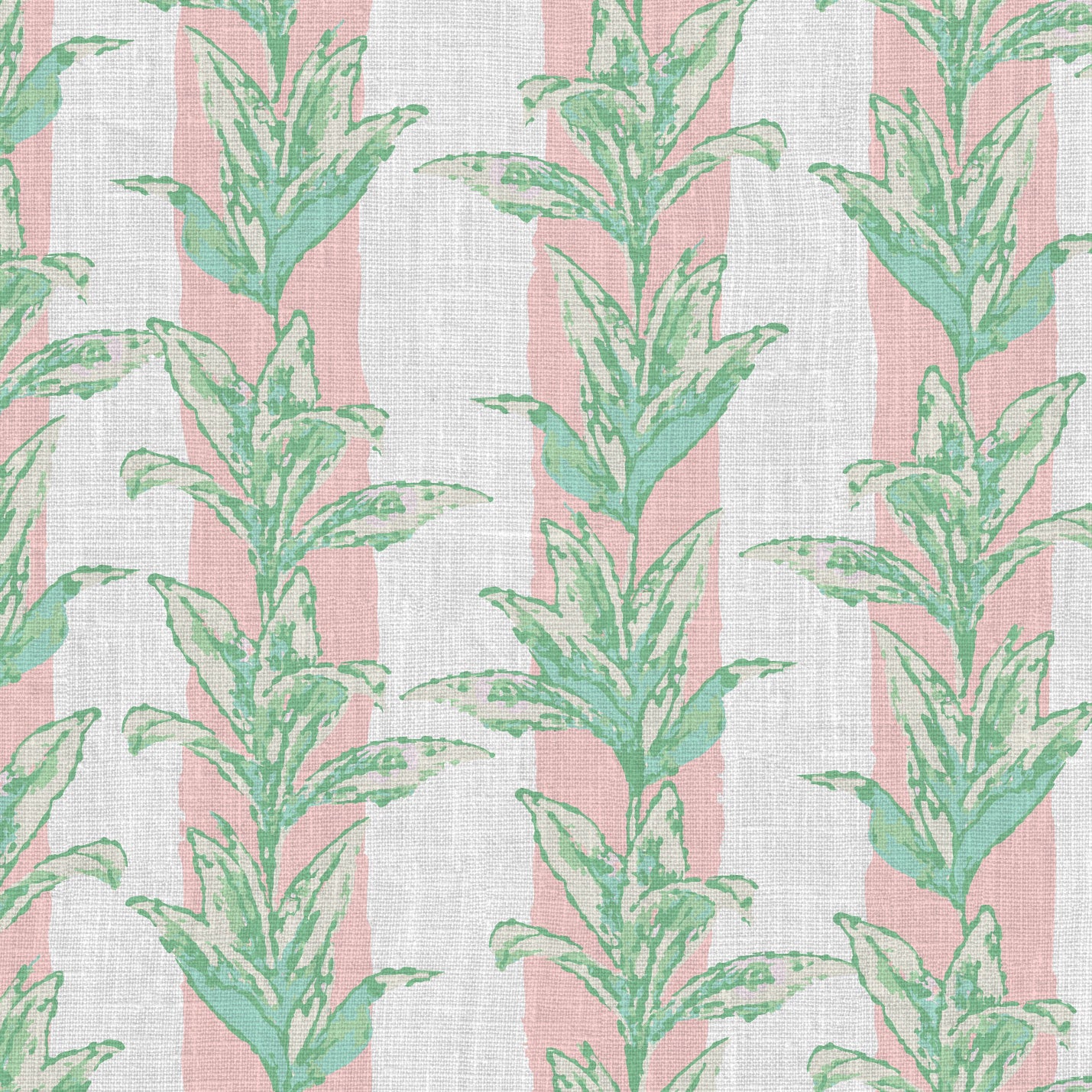 Sanibel Stripe Palm Leaf Linen Wallpaper