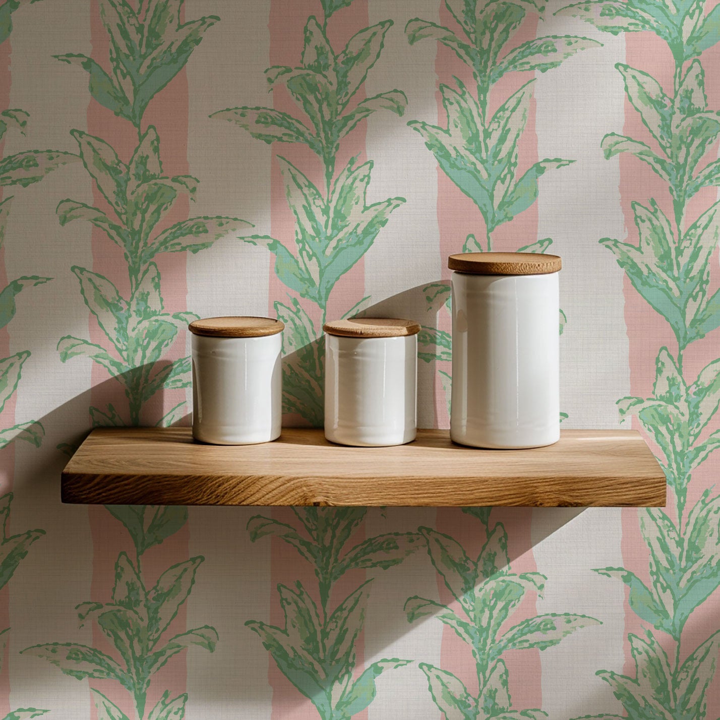 Sanibel Stripe Palm Leaf Wallpaper