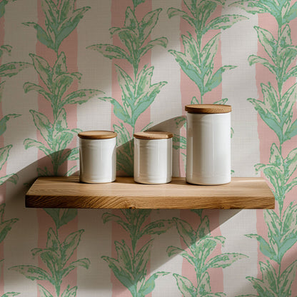 Sanibel Stripe Palm Leaf Wallpaper