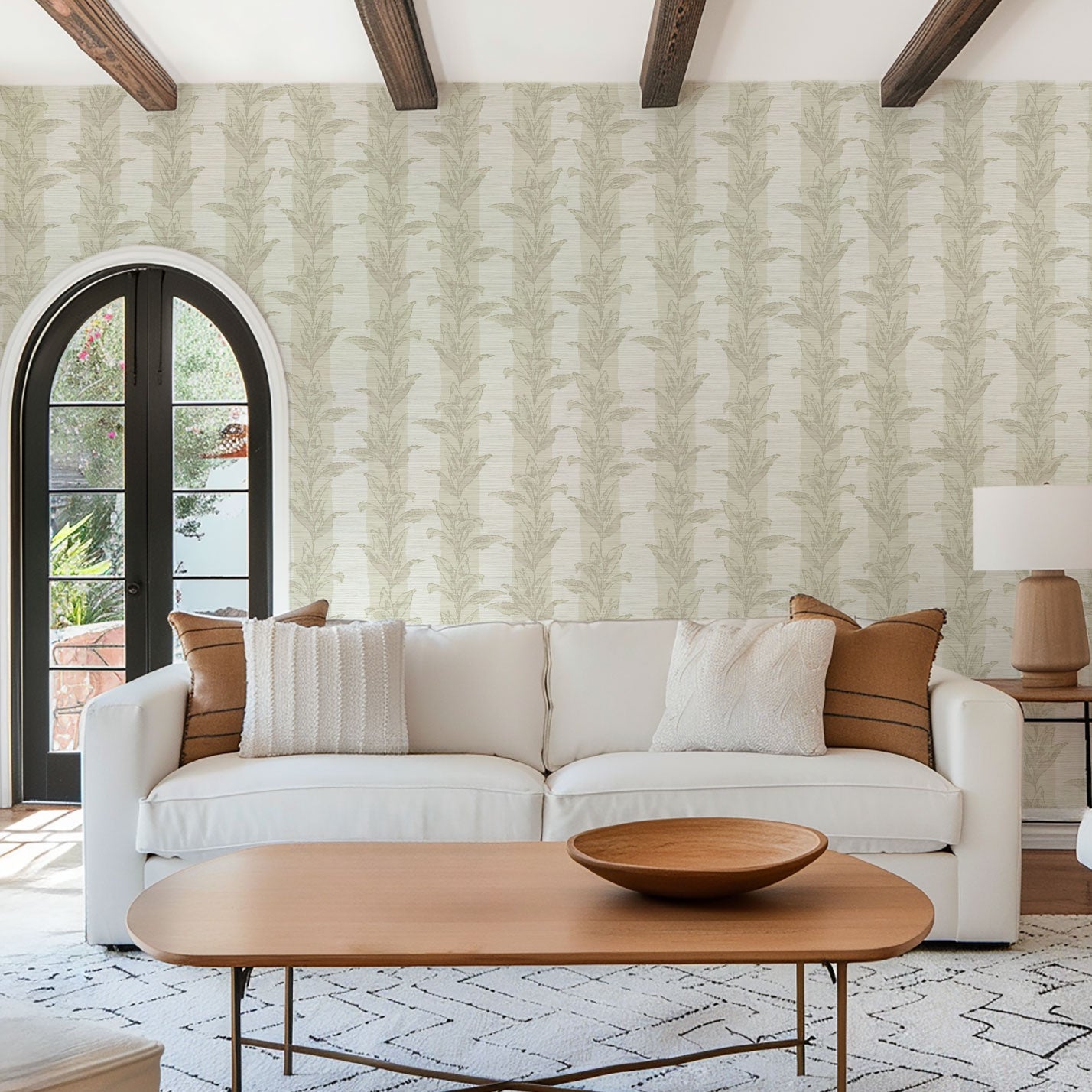 Sanibel Stripe Palm Leaf Wallpaper