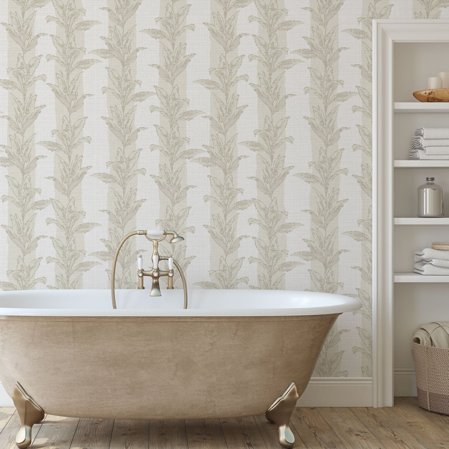 Sanibel Stripe Palm Leaf Wallpaper