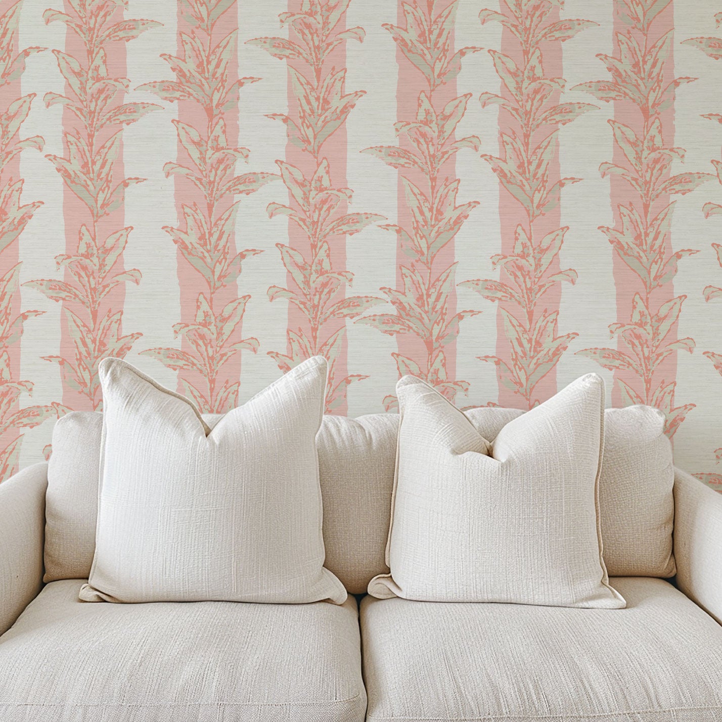 Sanibel Stripe Palm Leaf Wallpaper
