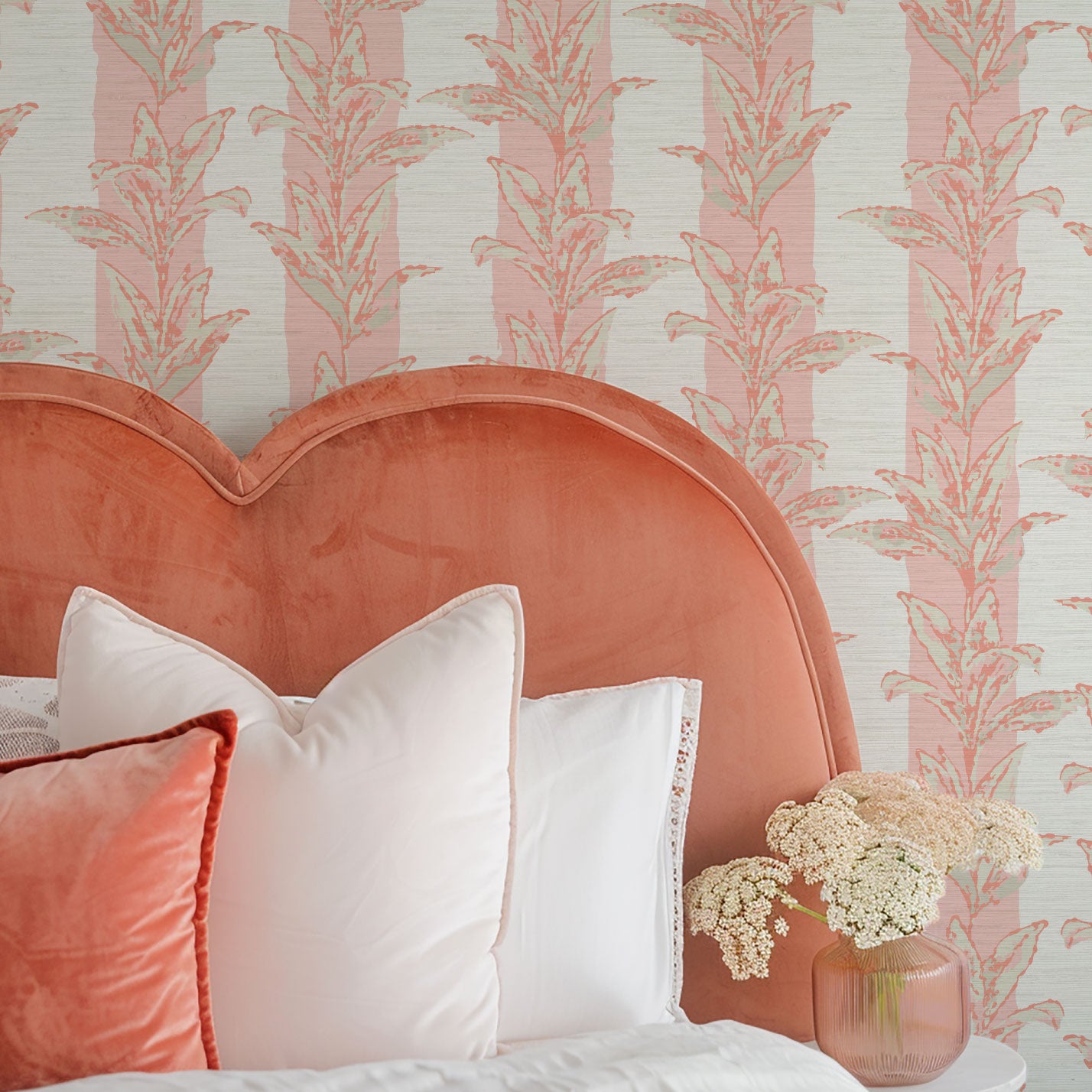 Sanibel Stripe Palm Leaf Wallpaper