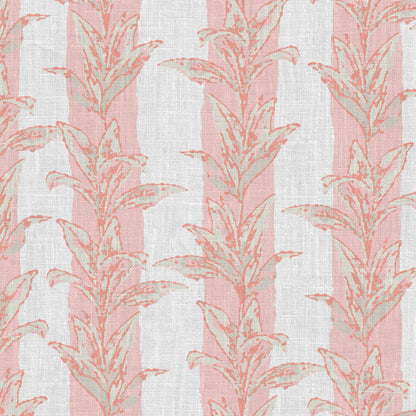 ertical cabana stripes palm leaves also arranged in a vertical stripe cascading down the wallpaper  Natural Textured Eco-Friendly Non-toxic High-quality  Sustainable Interior Design Bold Custom Tailor-made Retro chic Tropical Jungle Coastal Garden Seaside Coastal Seashore Waterfront Vacation home styling Retreat Relaxed beach vibes Beach cottage Shoreline Oceanfront Nautical Cabana preppy palm leaf linen luxury preppy pink feminine nursery baby tan