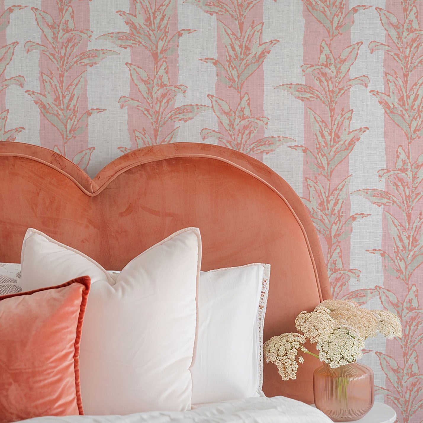 Sanibel Stripe Palm Leaf Linen Wallpaper