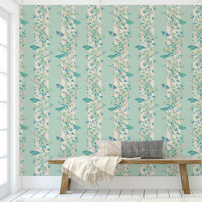 She’s Like the Wind Butterfly Stripe Wallpaper