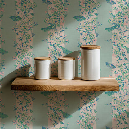 She’s Like the Wind Butterfly Stripe Wallpaper