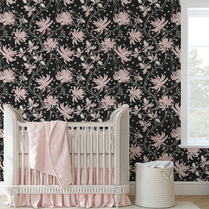 Shock the Monkey Chinoiserie Botanical Linen Wallpaper