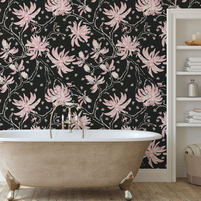 Shock the Monkey Chinoiserie Botanical Wallpaper