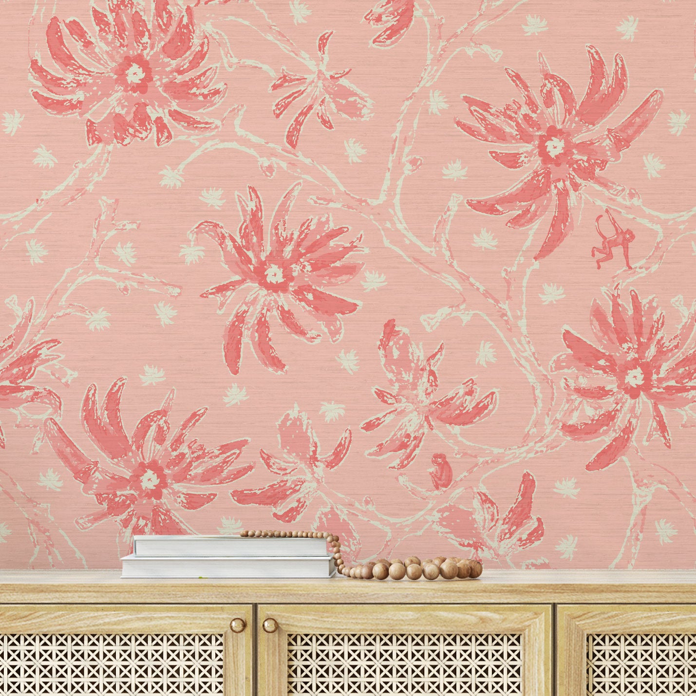 Shock the Monkey Chinoiserie Botanical Wallpaper