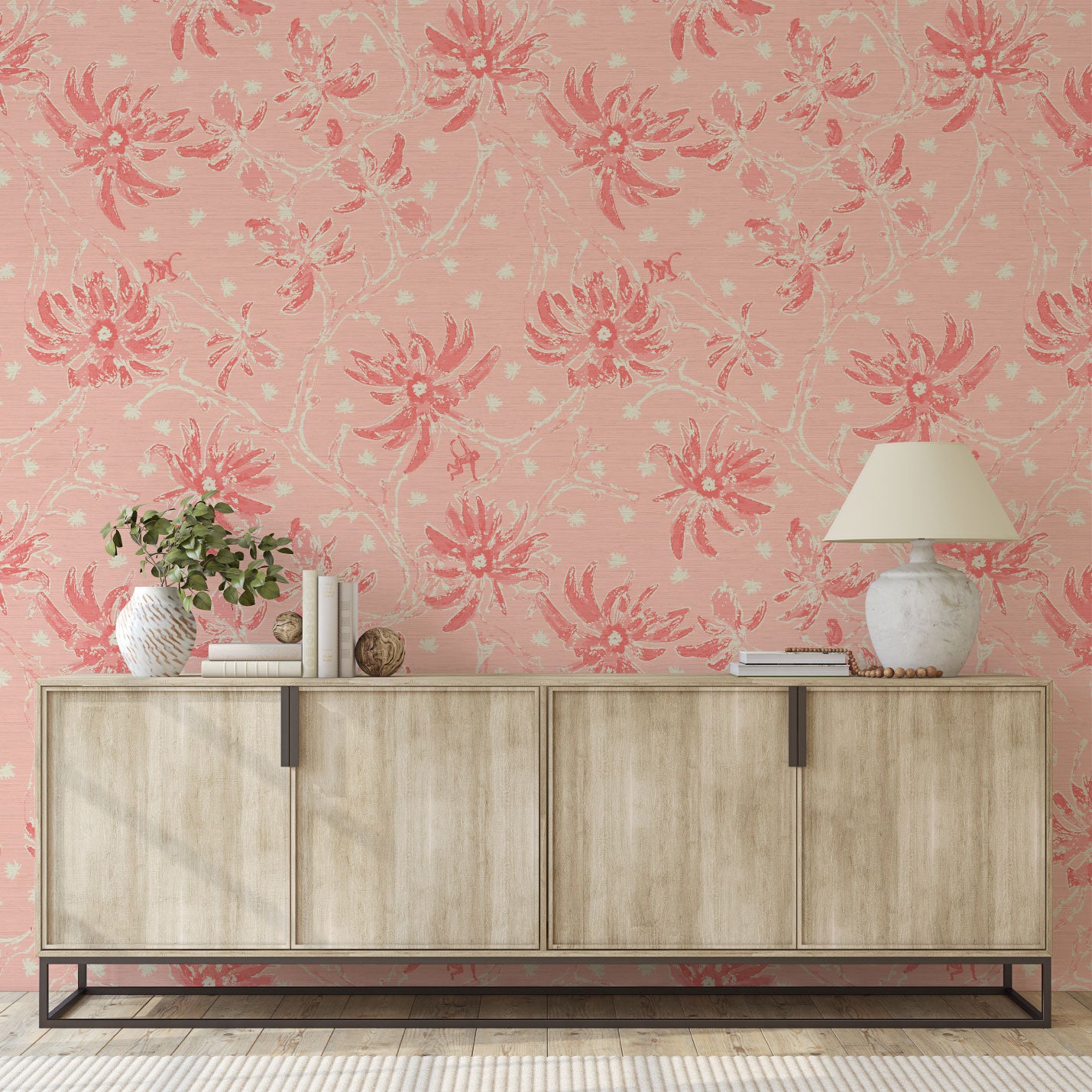Shock the Monkey Chinoiserie Botanical Wallpaper