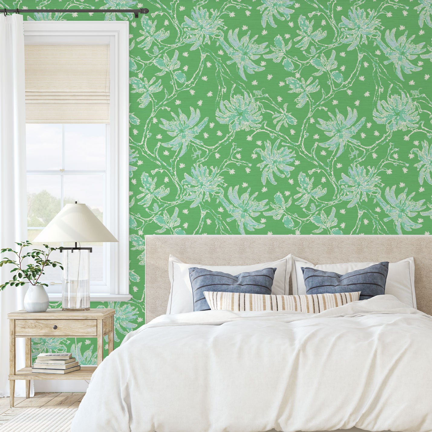 Shock the Monkey Chinoiserie Botanical Wallpaper