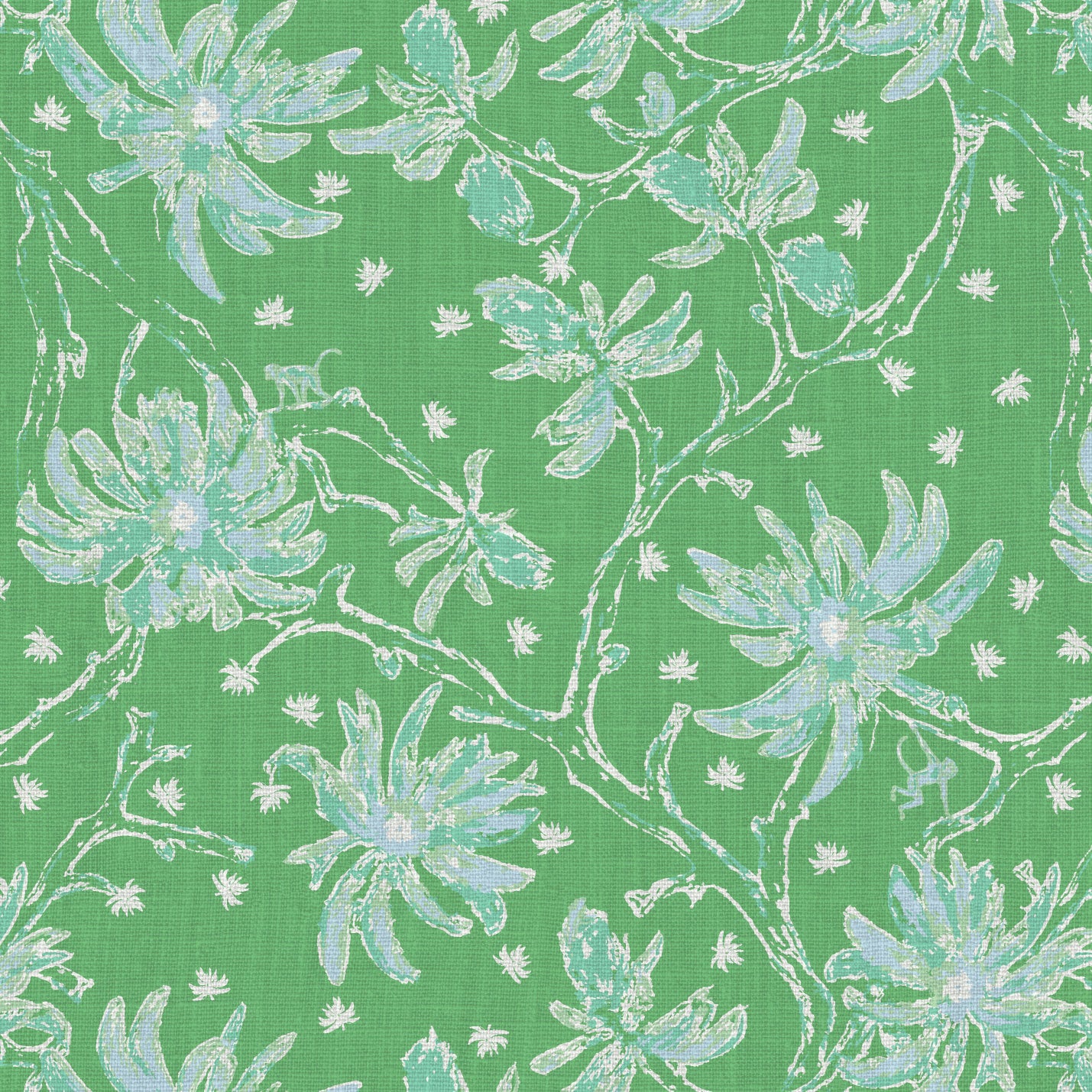 Shock the Monkey Chinoiserie Botanical Linen Wallpaper