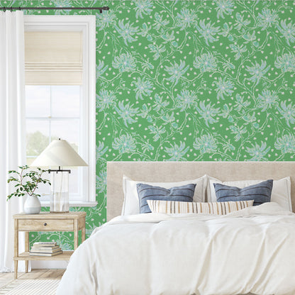 Shock the Monkey Chinoiserie Botanical Linen Wallpaper