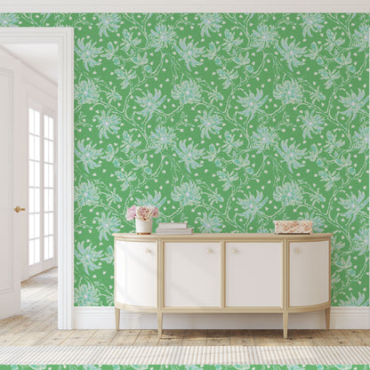Shock the Monkey Chinoiserie Botanical Linen Wallpaper