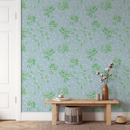 Shock the Monkey Chinoiserie Botanical Linen Wallpaper