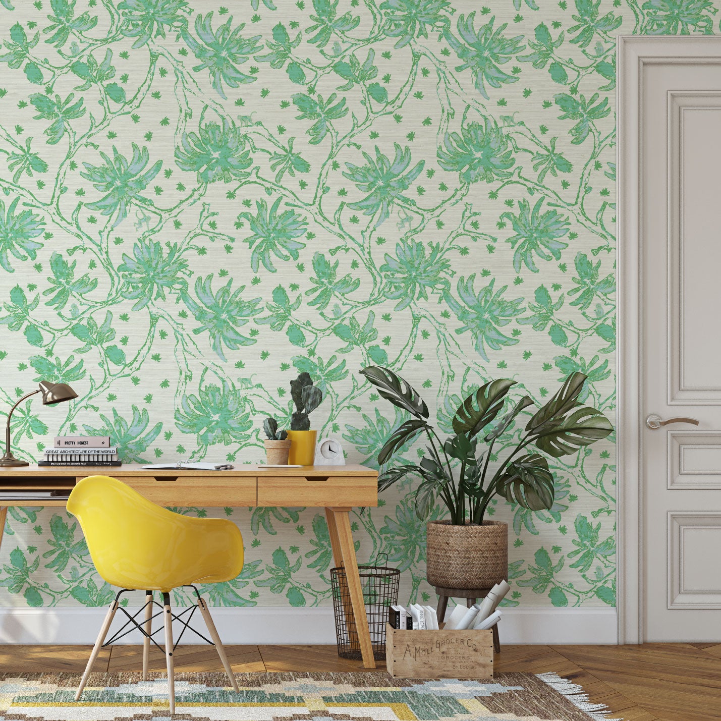 Shock the Monkey Chinoiserie Botanical Wallpaper